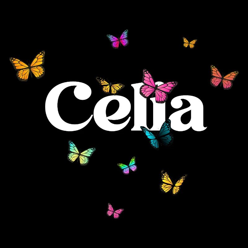 CELIA - Schöner Mädchen Name mit bunten Schmetterl