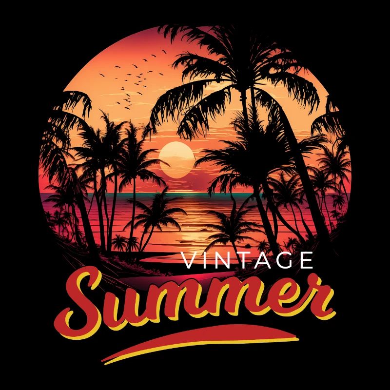 Rétro Vintage Summer Sunset Beach