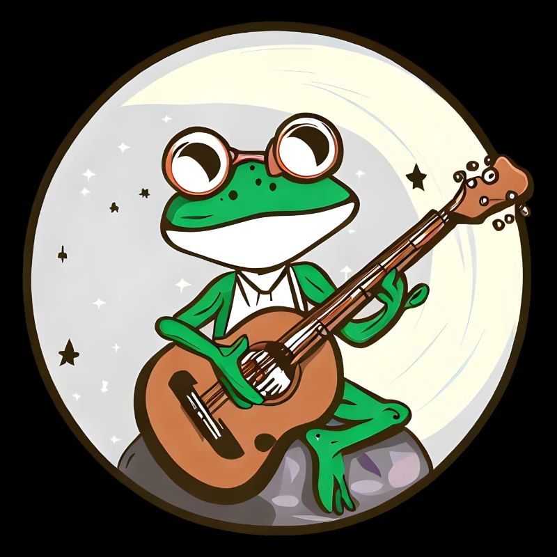 Moonlight frog with guitar