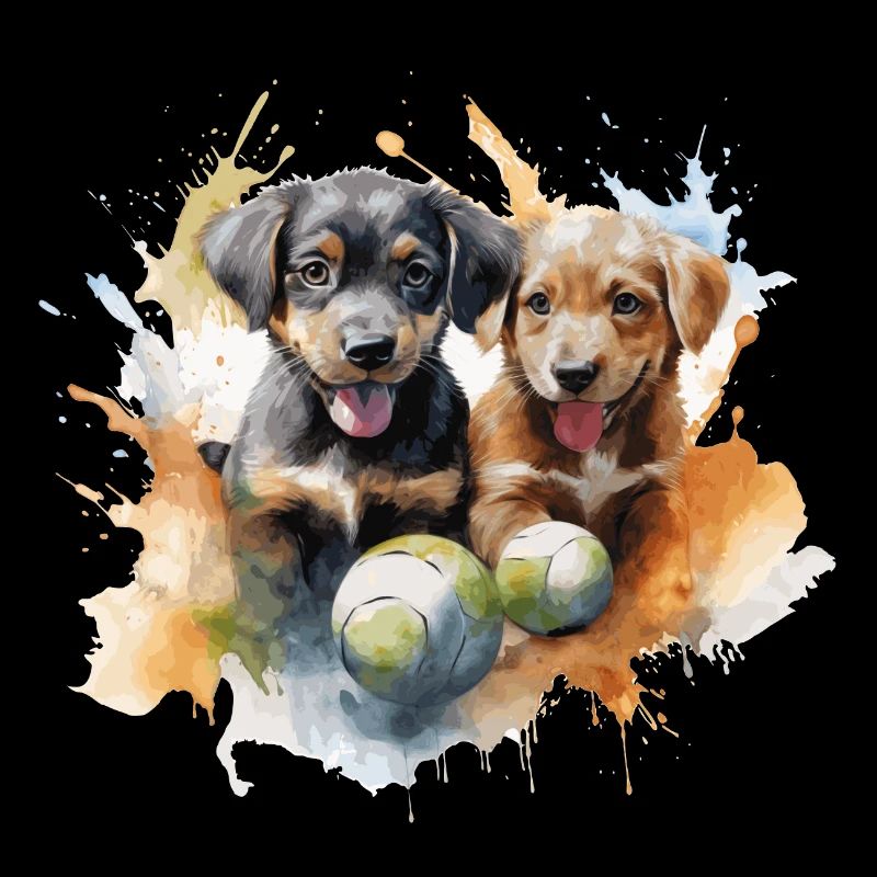 chiots jouant avec une balle