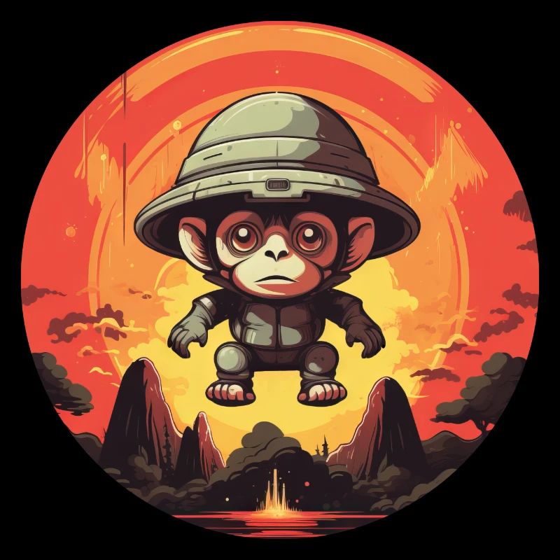 Un explorateur de singes rencontre un extraterrestre à