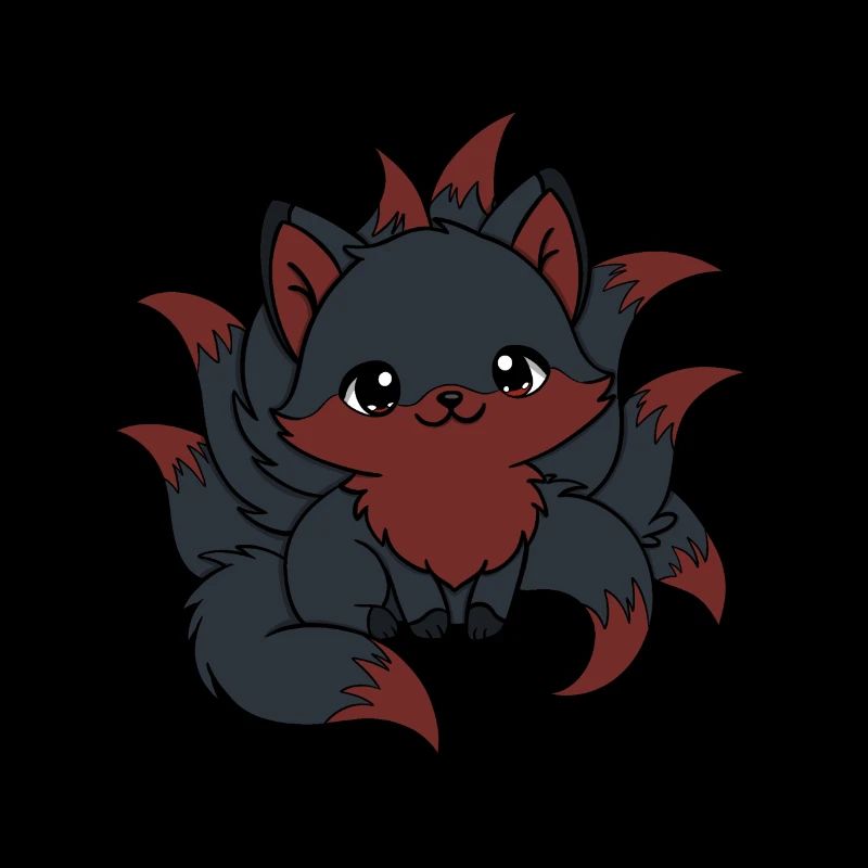 black and red nine-tailed fox