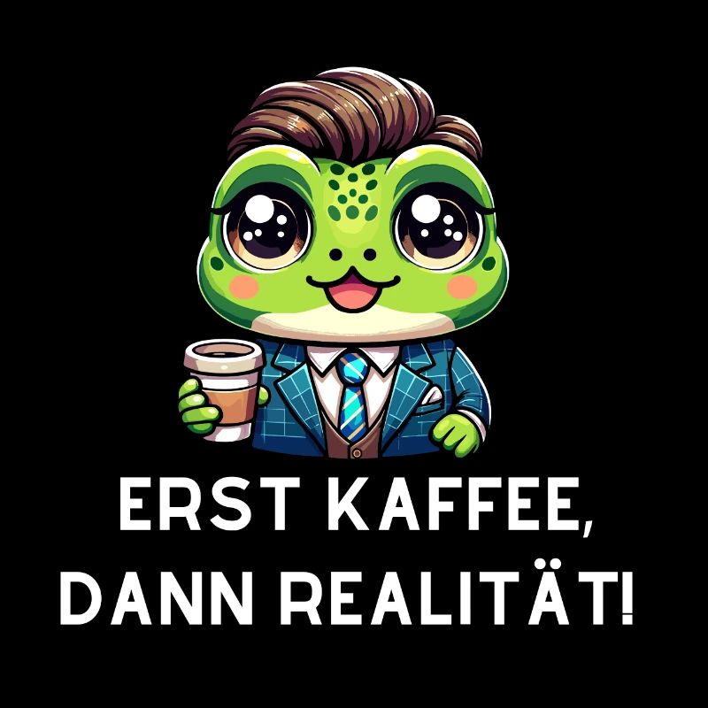 Frosch mit witzigen Kaffee Spruch
