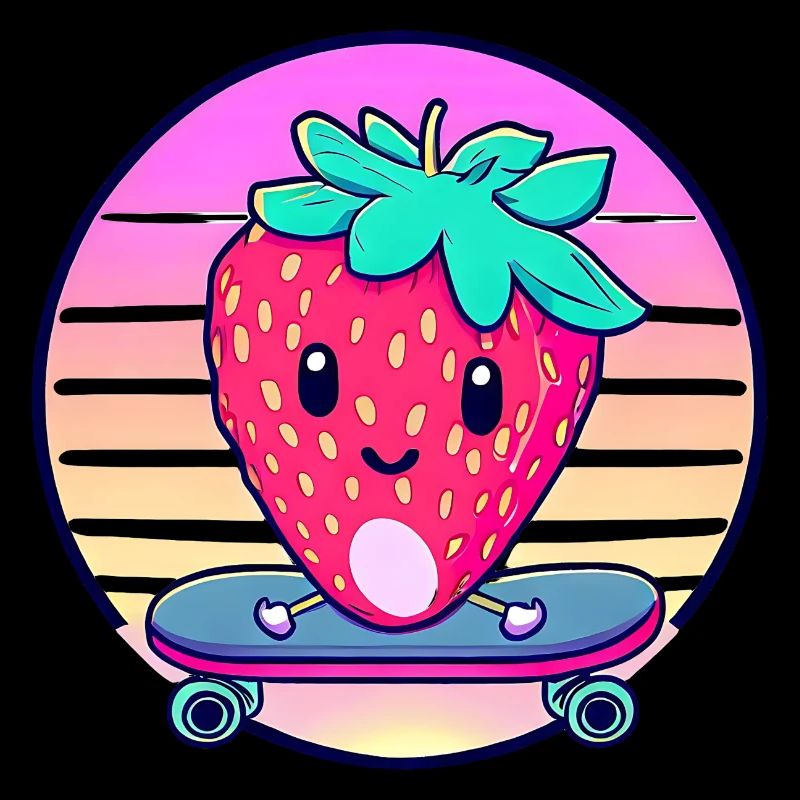 Strawberry skateboard in sunset