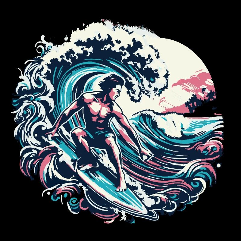 Surfer riding a huge Hawaiian wave