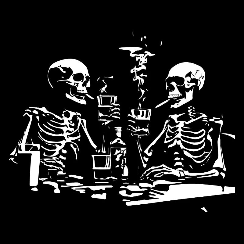 skeletons smoking and drinking