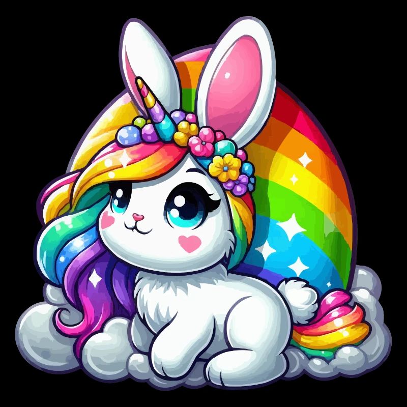 REGENBOGENFARBENER EINHORN - OSTERHASE