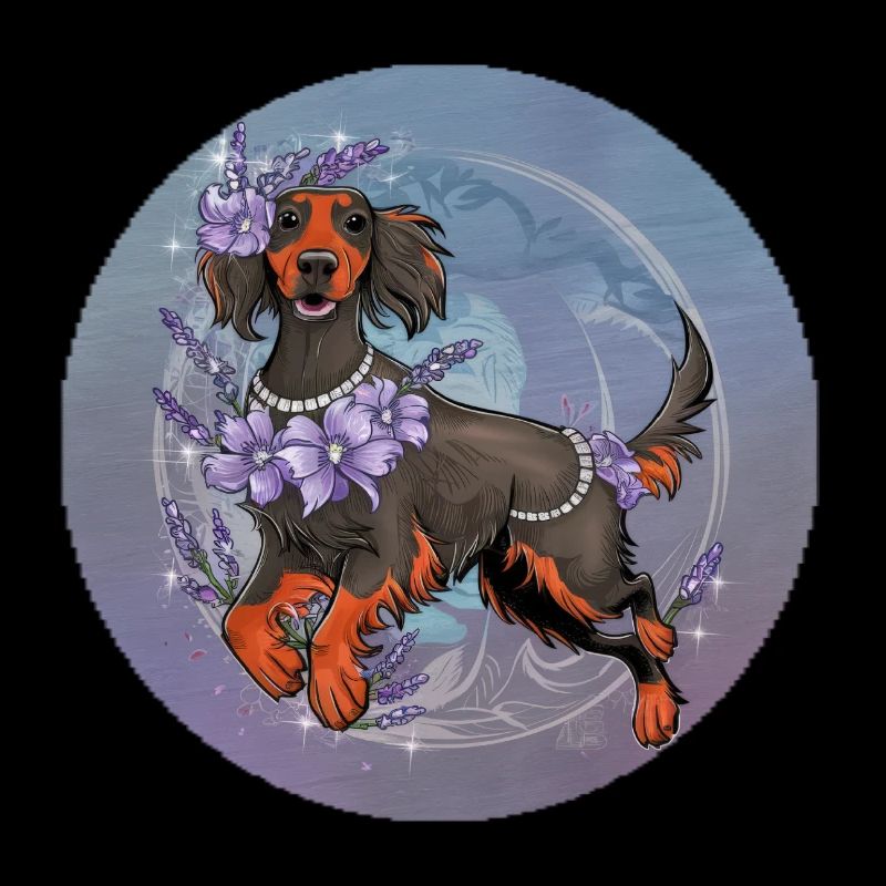 Chien Setter Irlandais mignon avec des fleurs