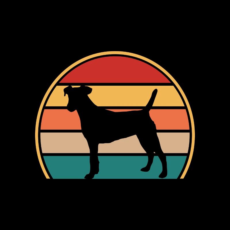 Chilean Fox Terrier Dog Silhouette Retro Sunset
