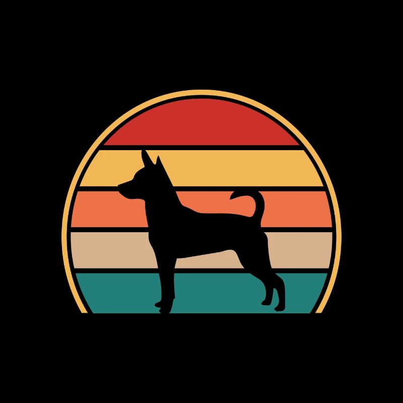 Decker Rat Terrier Dog Silhouette Retro Sunset
