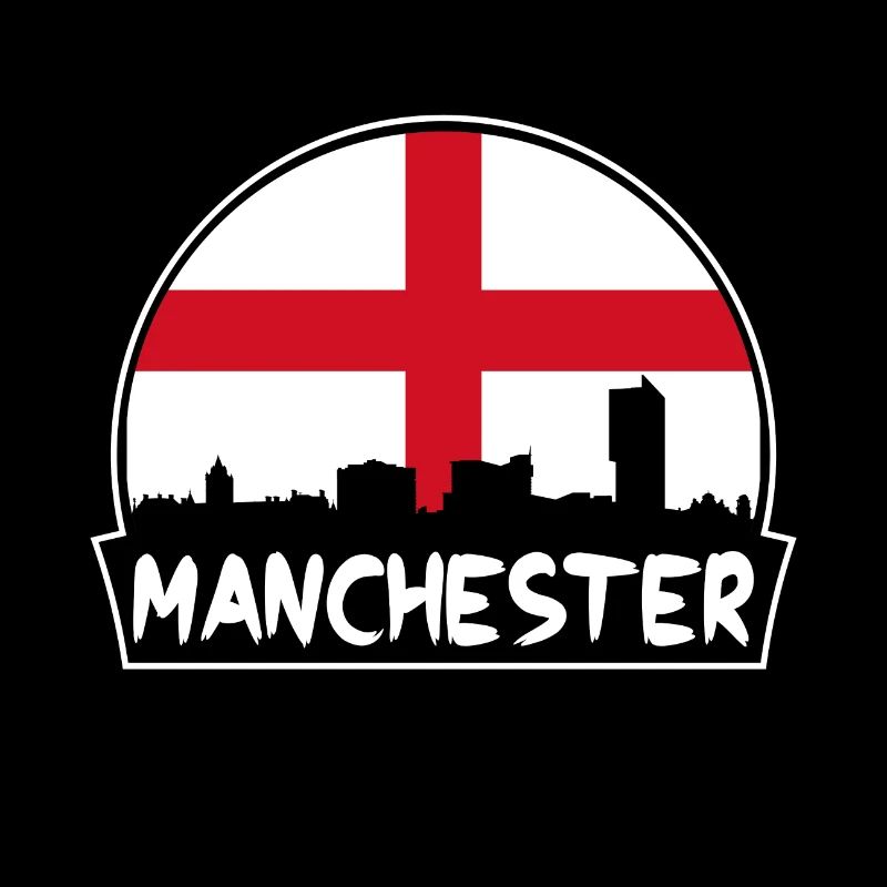 Manchester Angleterre Drapeau Skyline Silhouette Voyage