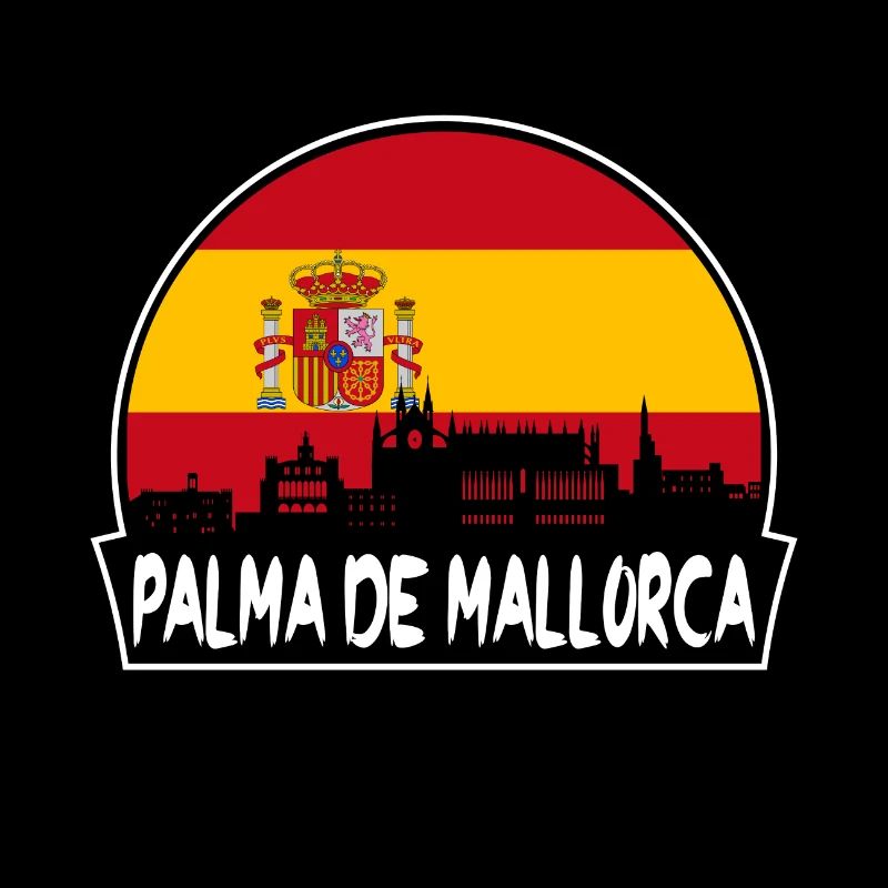 Palma de Mallorca Spanien Flagge Skyline Silhouette Tr