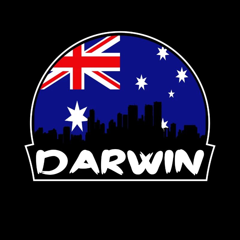 Darwin Australia Flag Skyline Silhouette Travel