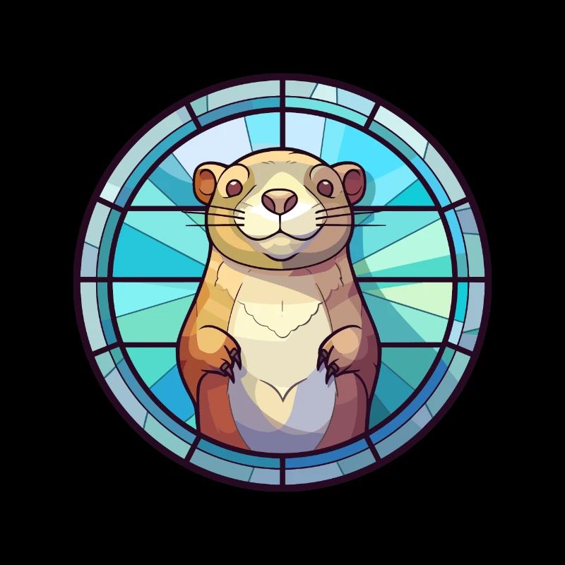 Gopher vitrail coloré dessin animé Kawaii Anima