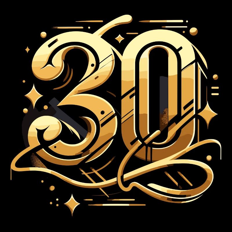 30 Years Gold Graffiti 30th Birthday Gift