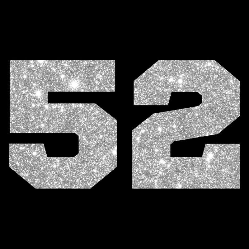 Number 52 Silver Glitter - 52nd Anniversary