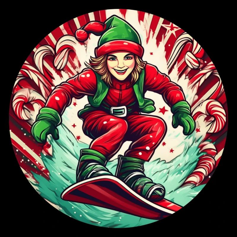 Christmas Elf Snowboarding