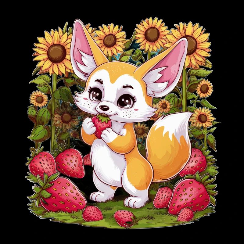 Fennec Desert Fox with Tulips and Lemons
