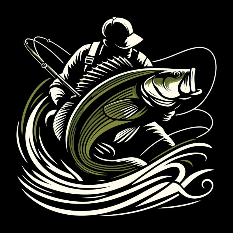 Pêche pêcheur perche poisson géant vert olive cadeau