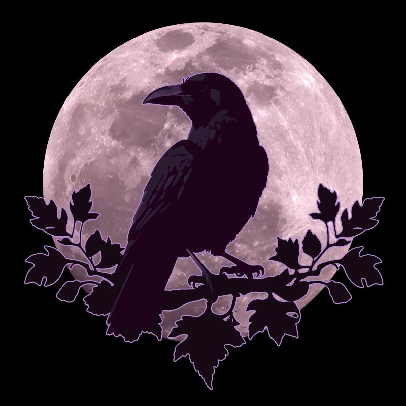 Raven in full moon light