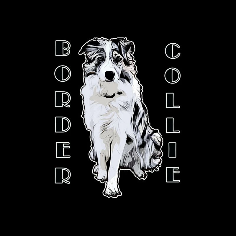 Border Collie Black Merle Comic Texte