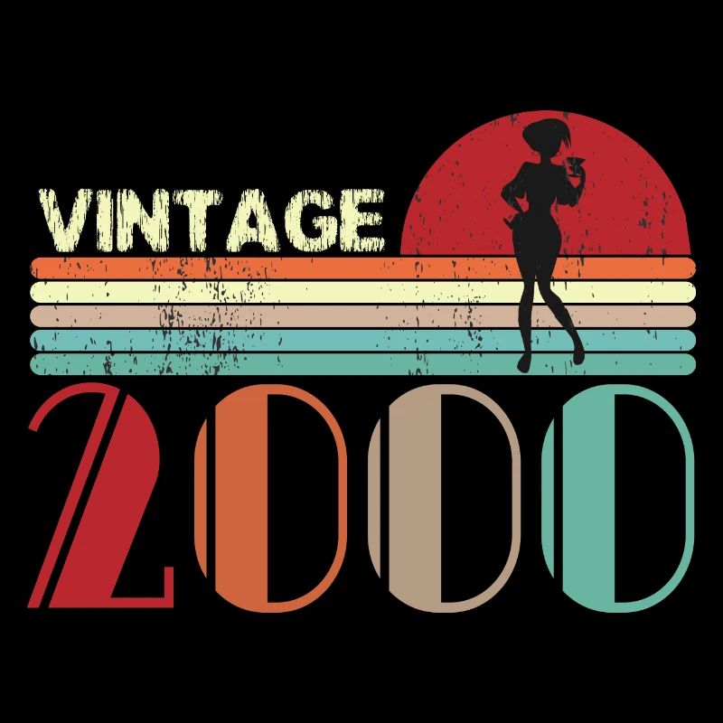 Vintage 2000 Birthday retro sunset design