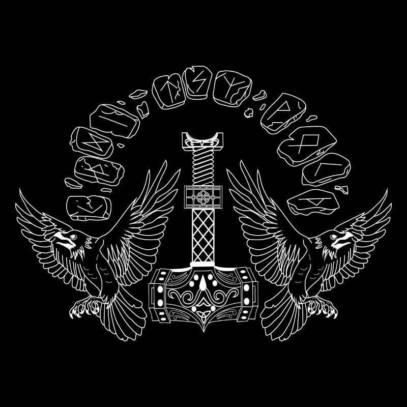 Symbole viking Mjölnir Ravens Runes Celtes Nord