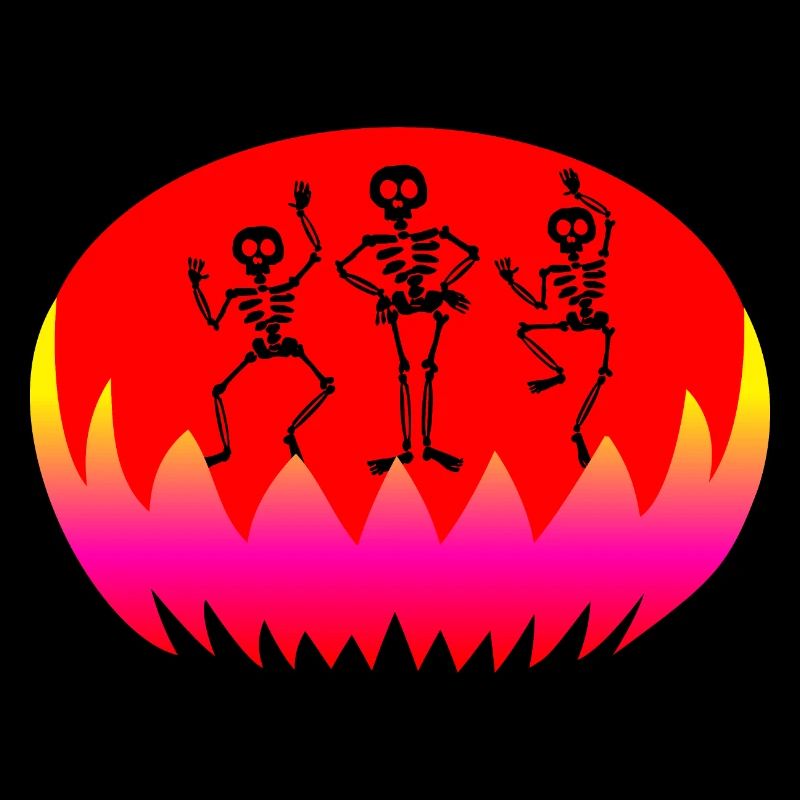 Halloween and dancing skeletons in hell