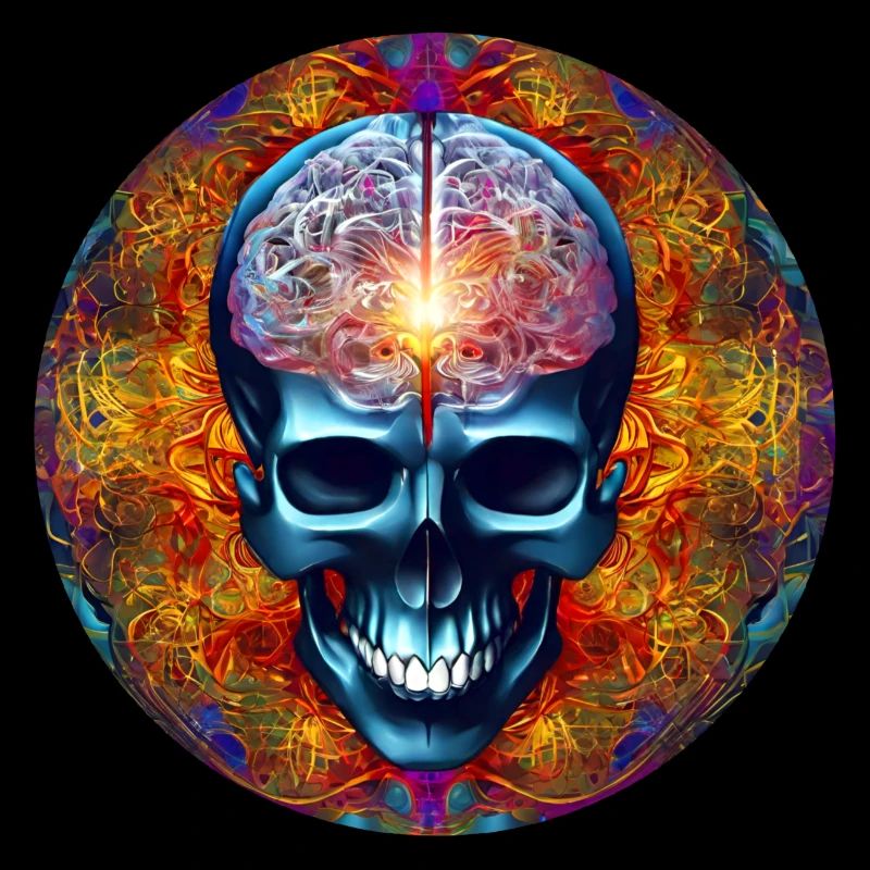Crâne psychédélique coloré Big Brain