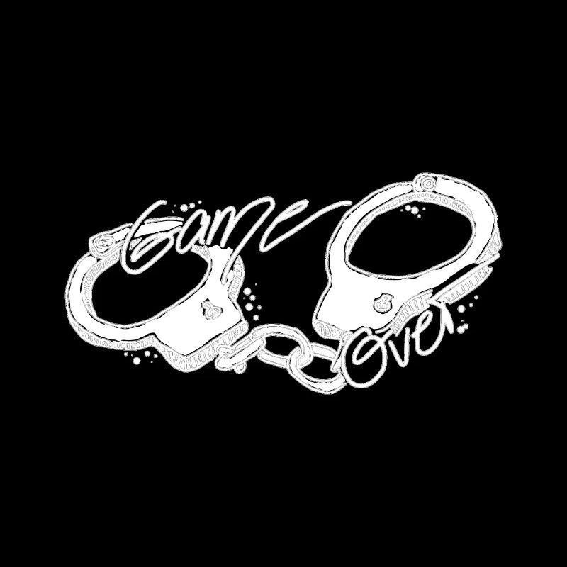 Menottes - game over - blanc - dessiné à la main