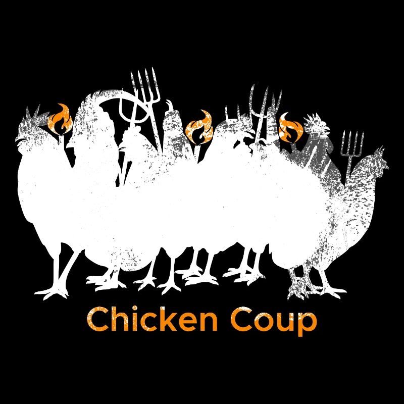 Chicken Coup - White Chickens on Grey