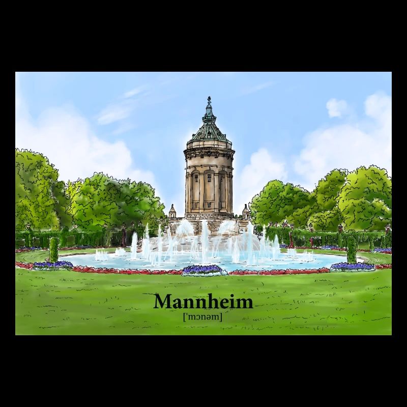 Wasserturm Mannheim Aquarell