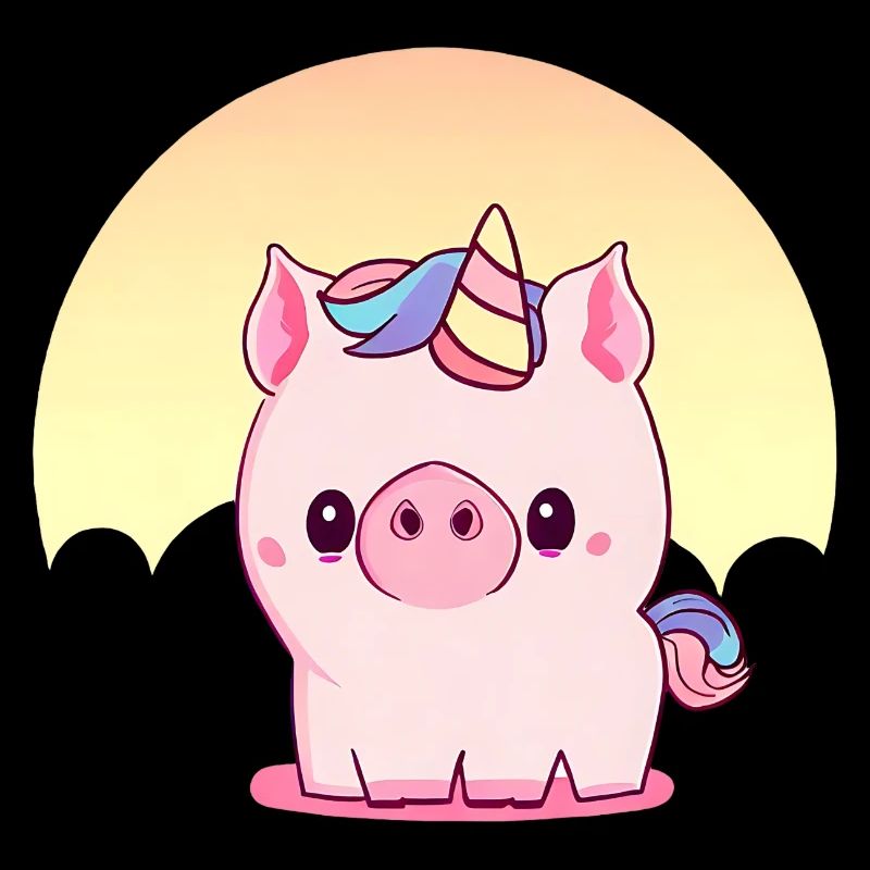 Cochon licorne au coucher du soleil