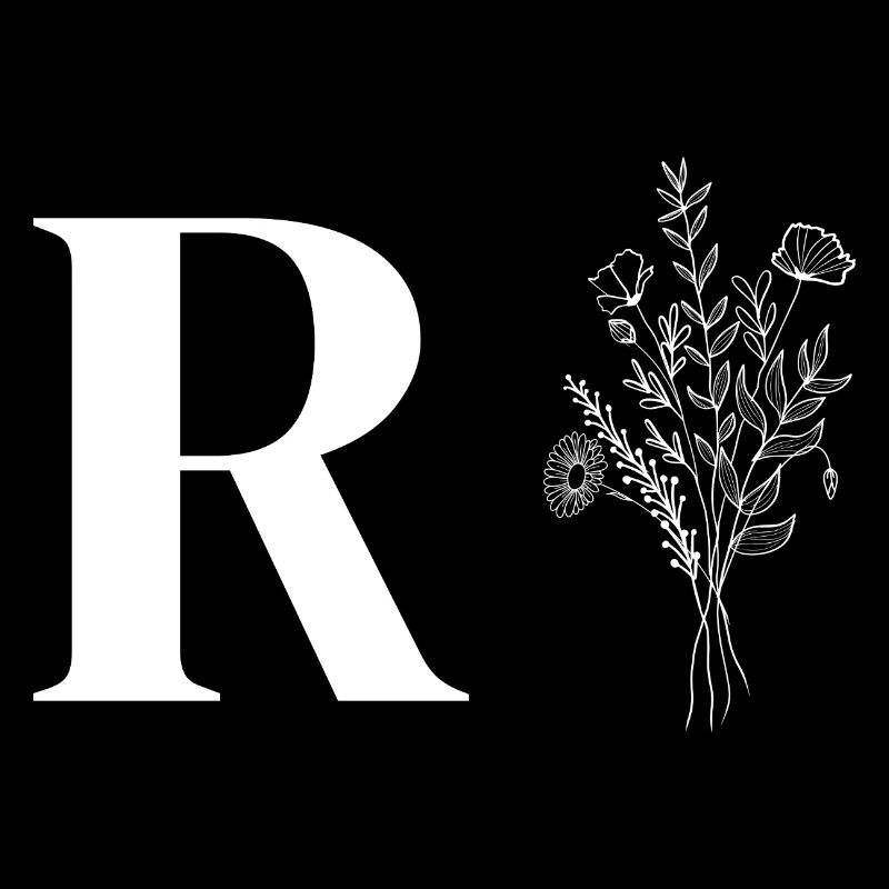 Lette R fleurs minimalistes