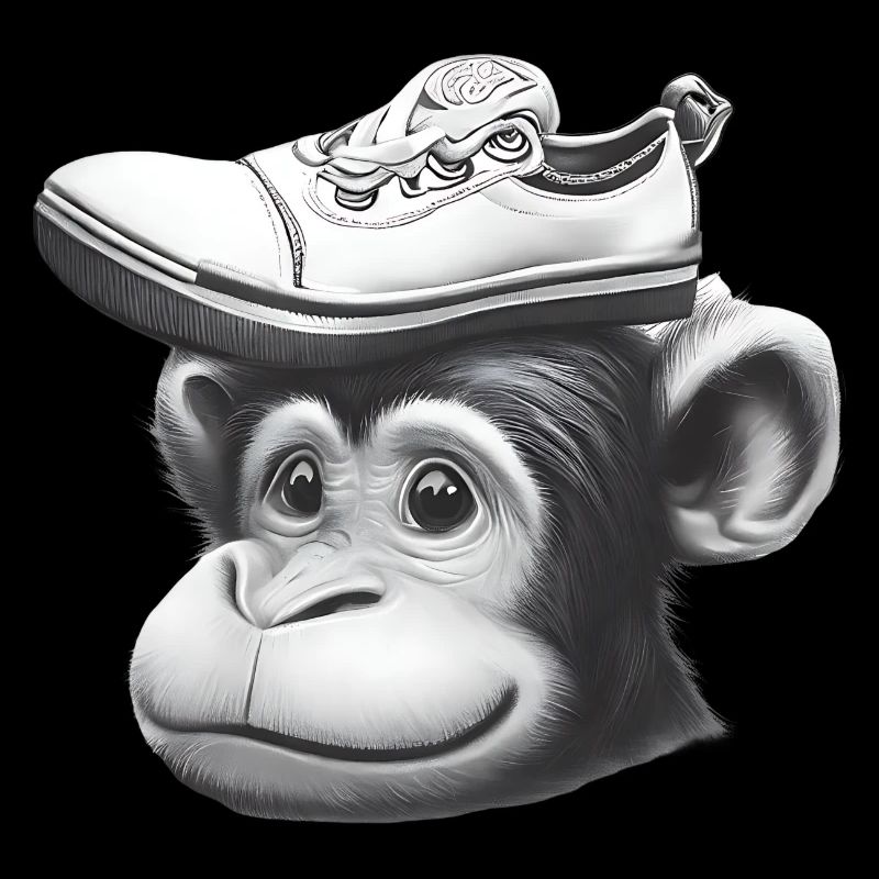 Affe mit Schuh-Hut