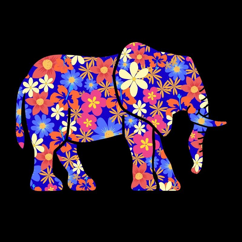 Éléphant fleurs colorées
