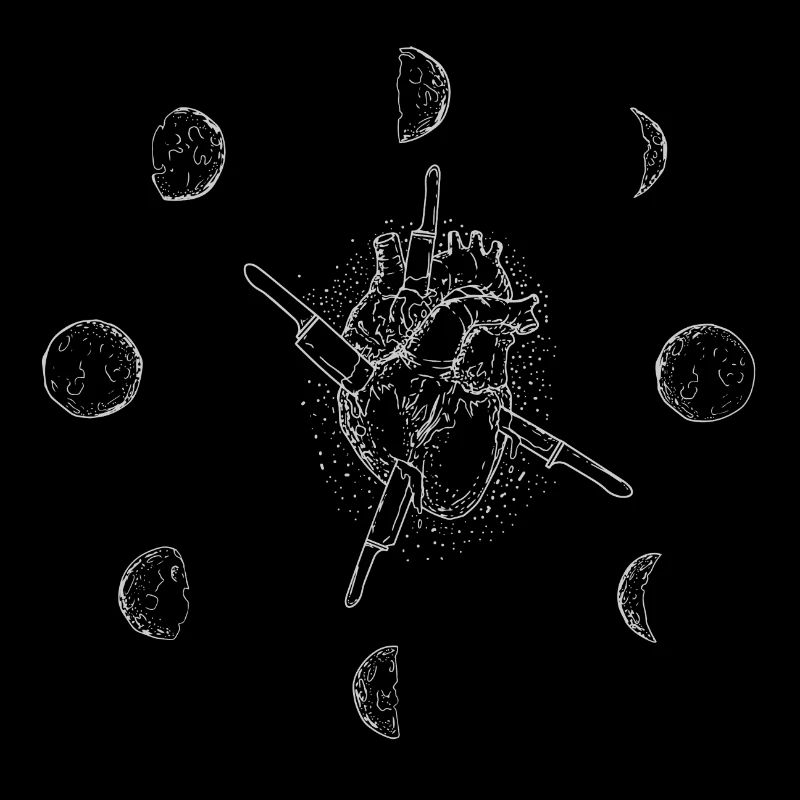 Alchemy hand icons esoteric magic moon heart