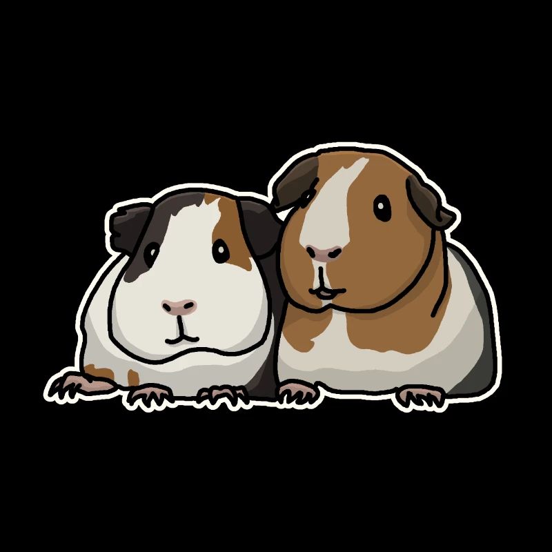 Deux cochons d'Inde, mignon, dessin animé