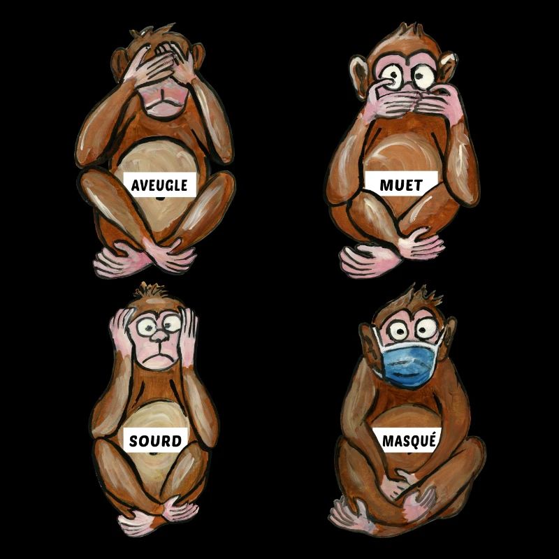 4 singes aveugle muet sourd masque masqué