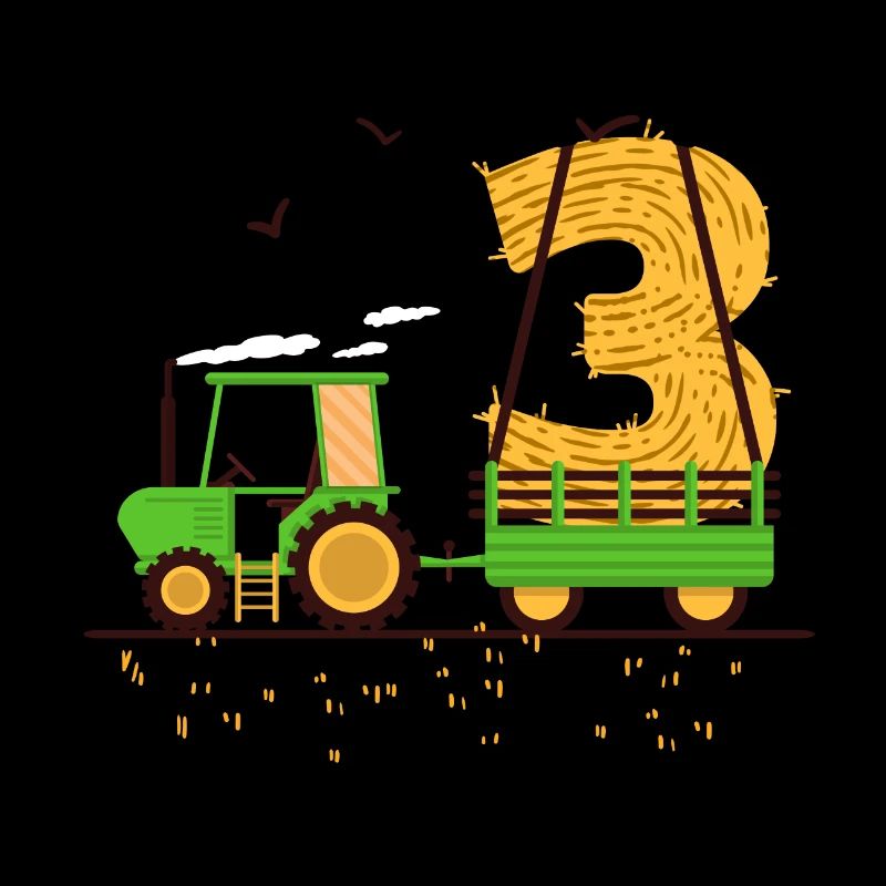 Traktor mit Anhänger 3. Geburtstag Geschenk Drei