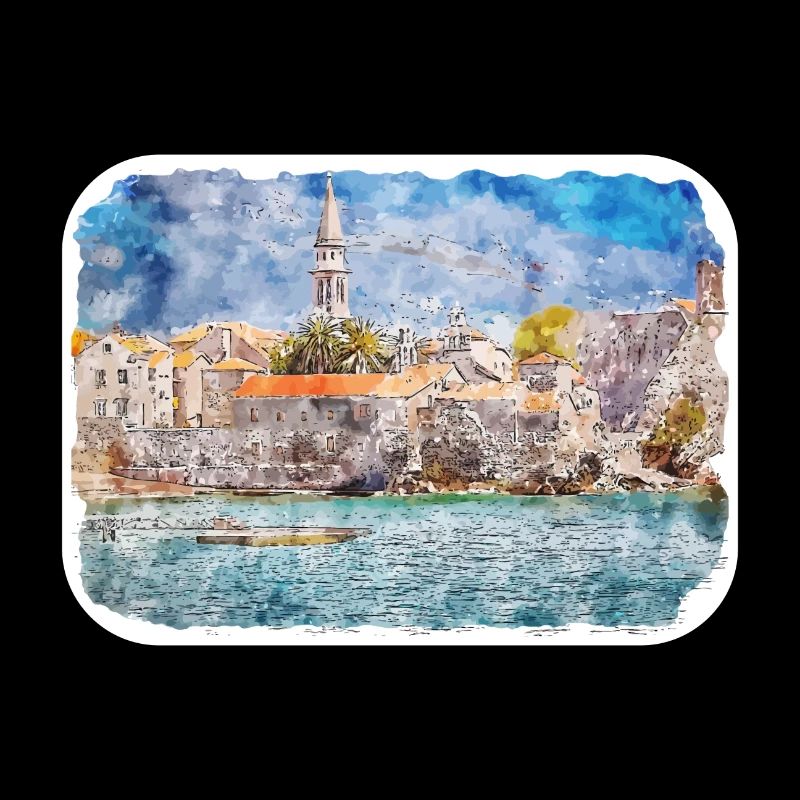 Monténégro Point de repère Aquarelle Sketch Illustration