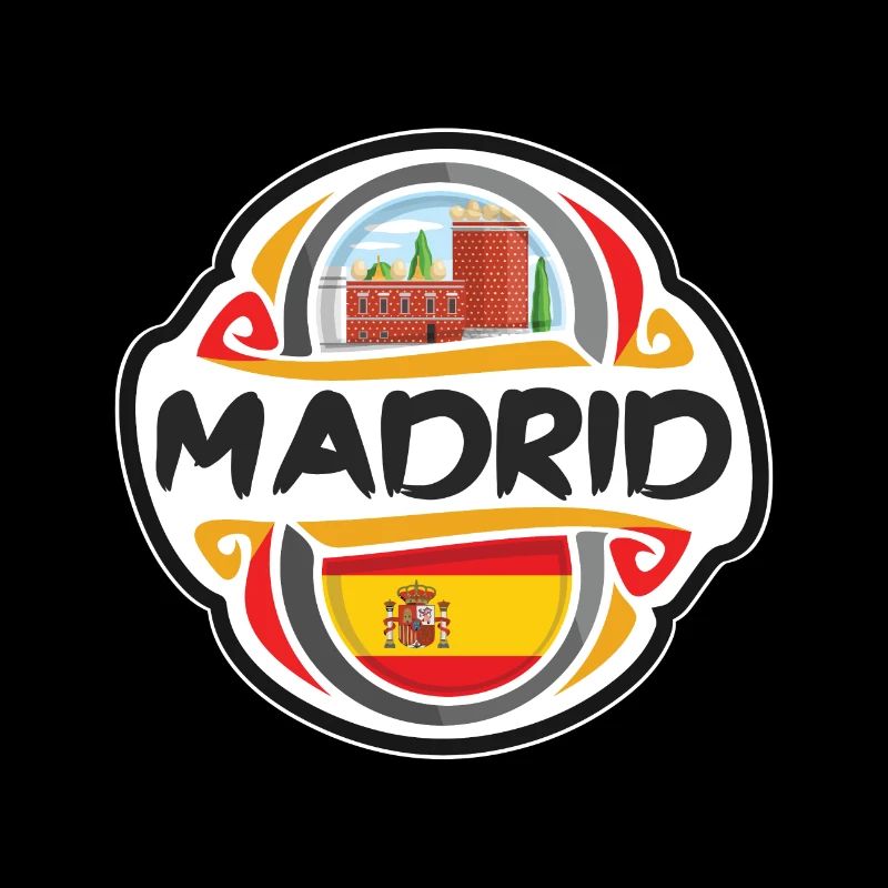 Madrid Spanien Flagge Abzeichen Reise Souvenir Stempel