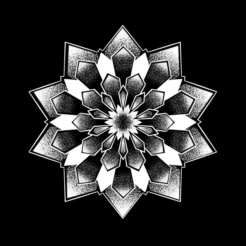 Mandala dotwork tattoo blanc