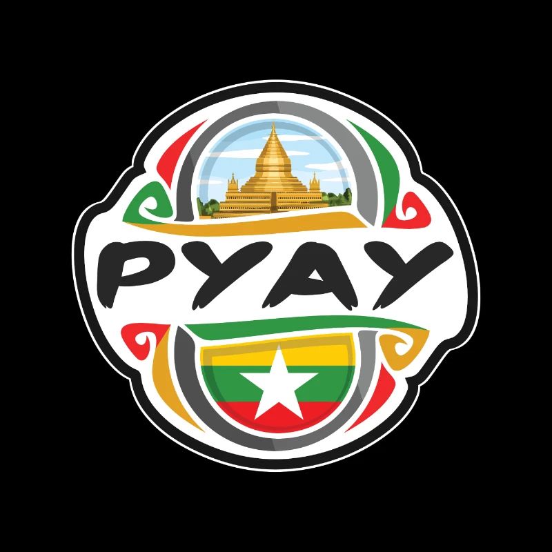 Pyay Myanmar Flagge Abzeichen Reise Souvenir Stempel