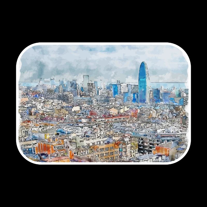 Barcelone Espagne Aquarelle Esquisse Dessin Dessiné