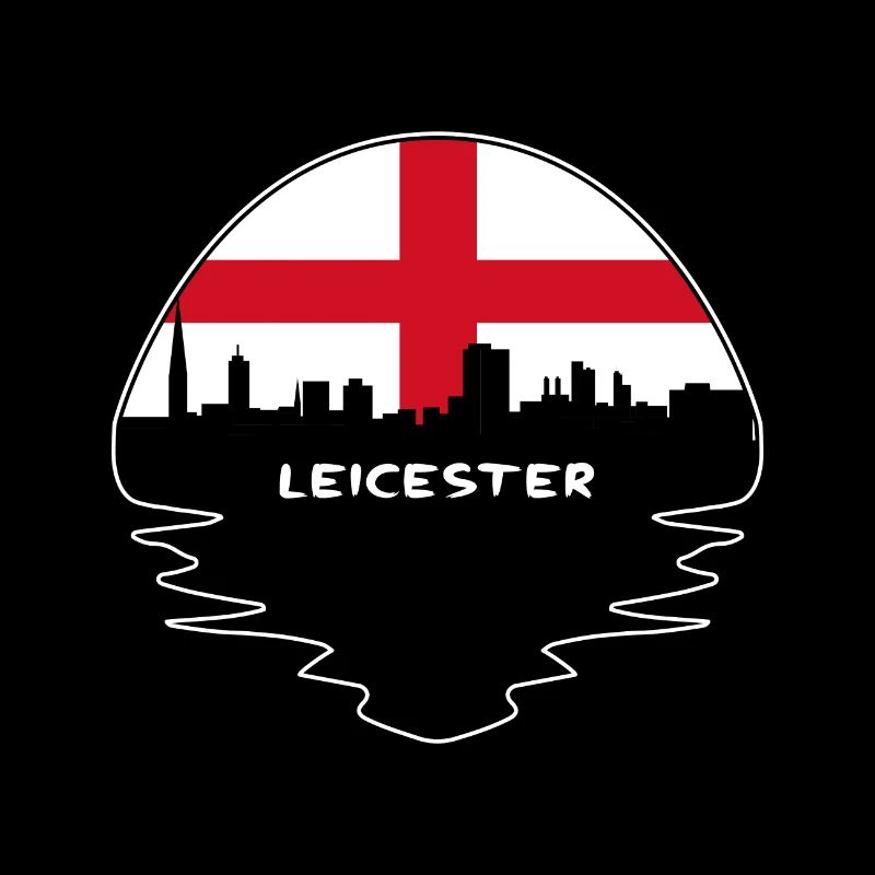 Leicester Angleterre Drapeau Skyline Voyage Silhouette