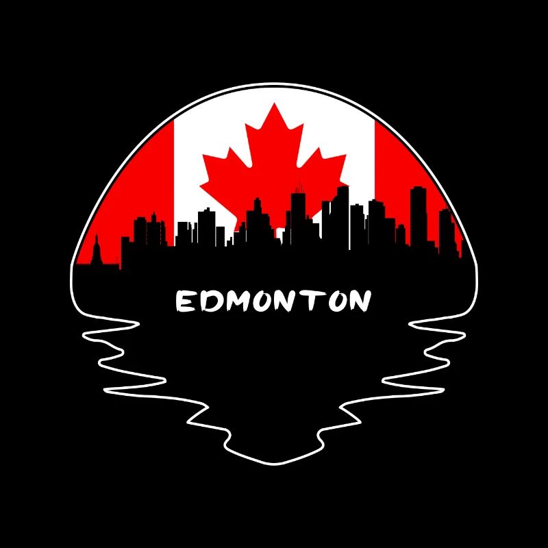 Edmonton Canada Flag Skyline Silhouette Travel