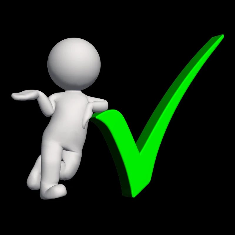 3D figure with green check mark