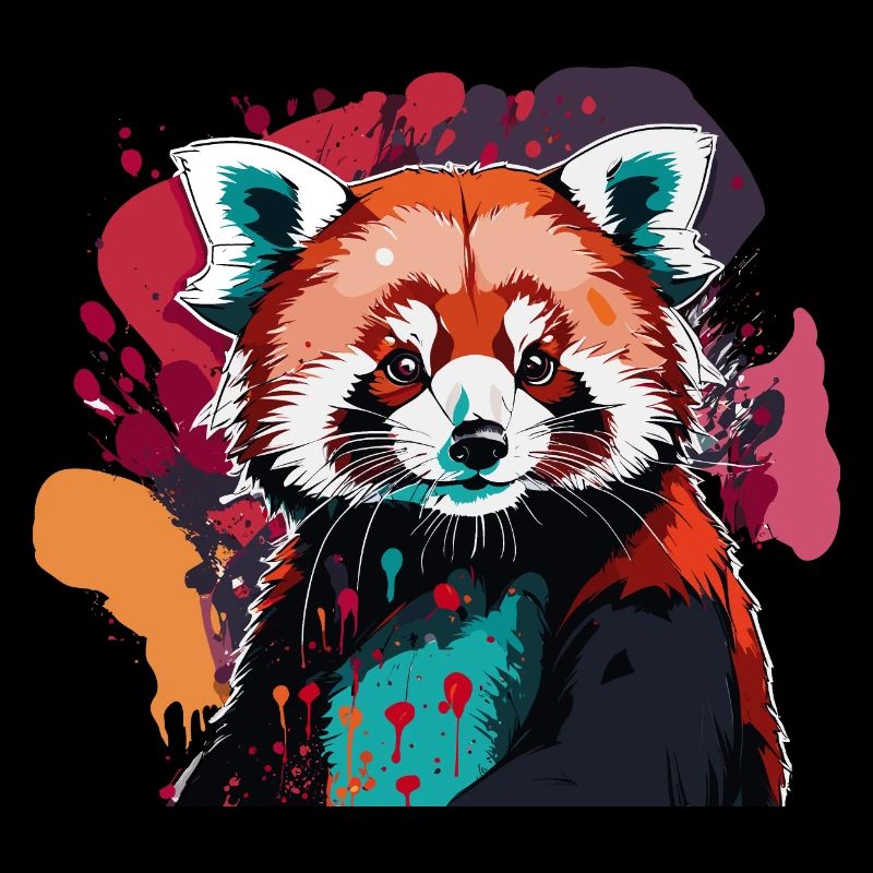 Red panda paint splater