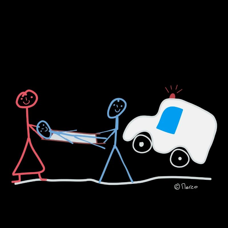 Rescue paramedic stick figure, quick help